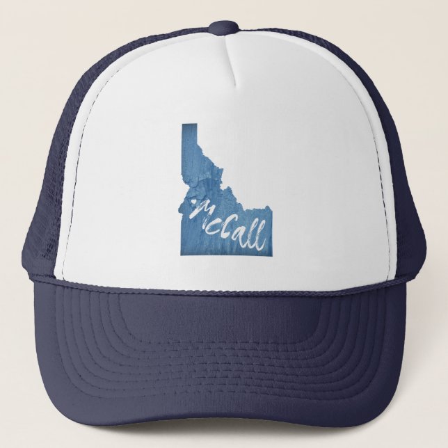 McCall Idaho Wood Grain Trucker Hat (Front)