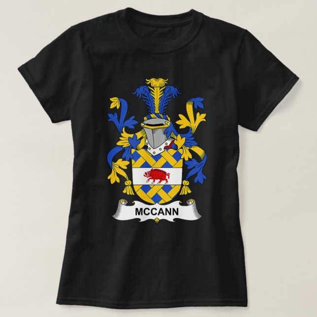 McCann Coat of Arms  Family Crest  T-Shirt (Design Front)