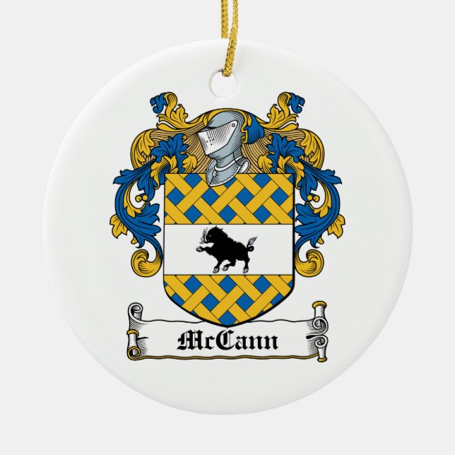 McCann Family Crest Ceramic Tree Decoration (Front)
