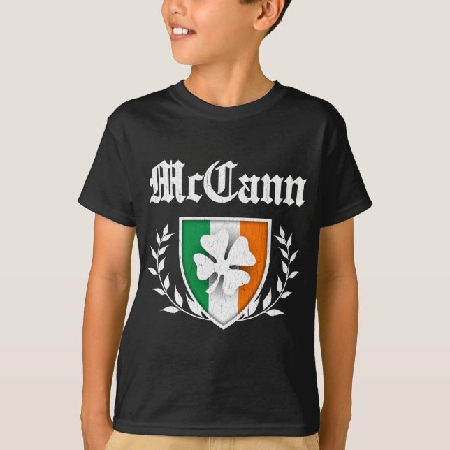 McCann Family Shamrock Crest (vintage distressed) T-Shirt (Front)