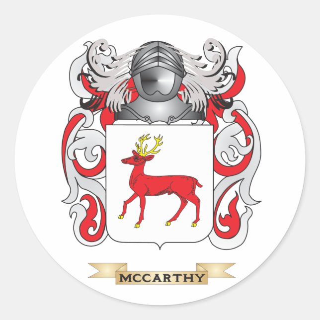 McCarthy Coat of Arms (Family Crest) Classic Round Sticker (Front)