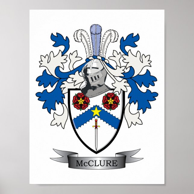 McClure Family Crest Coat of Arms Poster (Front)