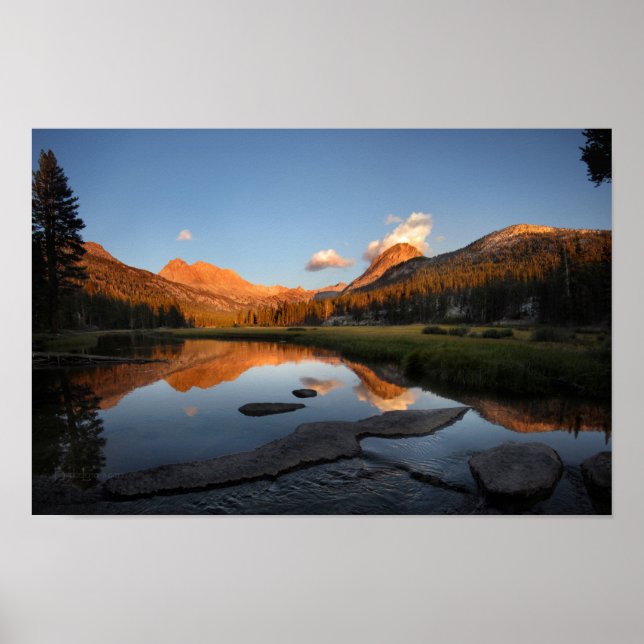 McClure Meadow Sunset Alpenglow - John Muir Trail Poster (Front)