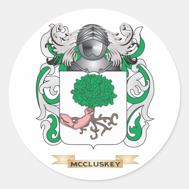 McCluskey Coat of Arms (Family Crest) Classic Round Sticker (Front)