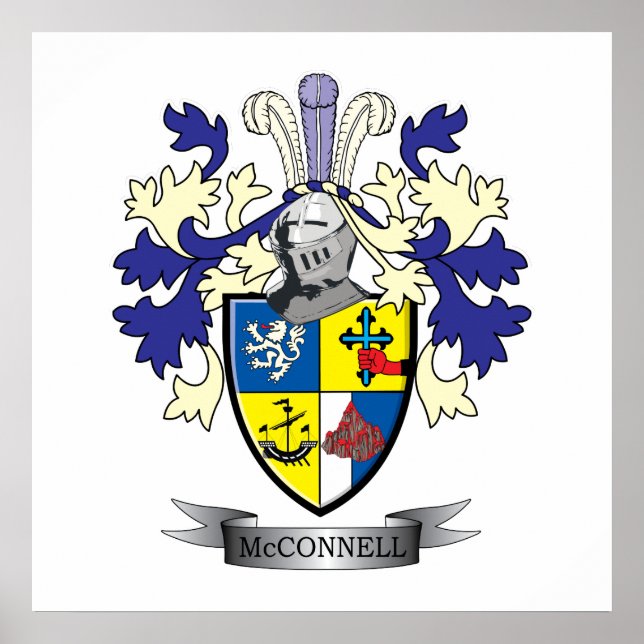 McConnell Family Crest Coat of Arms Poster (Front)