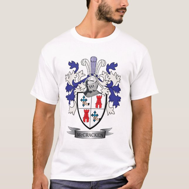 McCracken Family Crest Coat of Arms T-Shirt (Front)