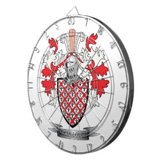 McCullough Family Crest Coat of Arms Dartboard