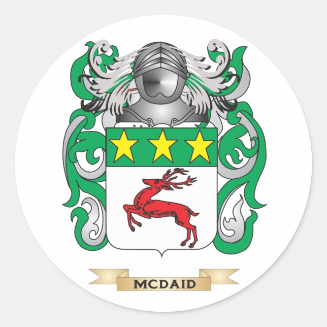 McDaid Coat of Arms (Family Crest) Classic Round Sticker (Front)