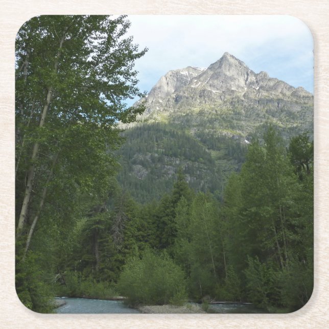 McDonald Creek at Glacier National Park Square Paper Coaster (Front)