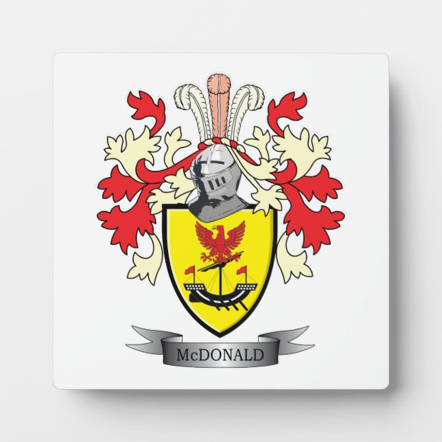 McDonald Family Crest Coat of Arms Plaque (Front)