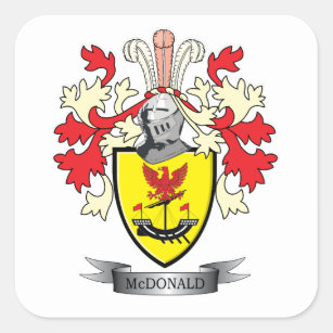 McDonald Family Crest Coat of Arms Square Sticker