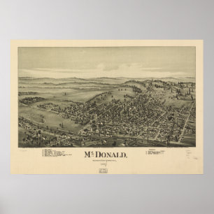 McDonald Pennsylvania 1897 Antique Panoramic Map Poster