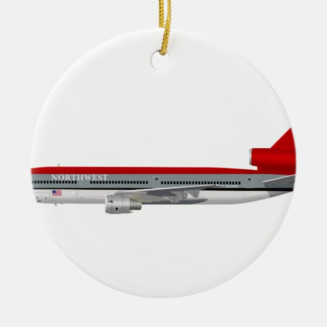 McDonnell Douglas DC-10 Northwest N234NW Ceramic Tree Decoration (Front)