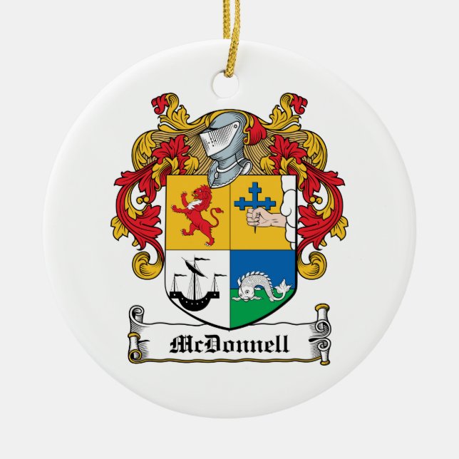 McDonnell Family Crest Ceramic Tree Decoration (Front)