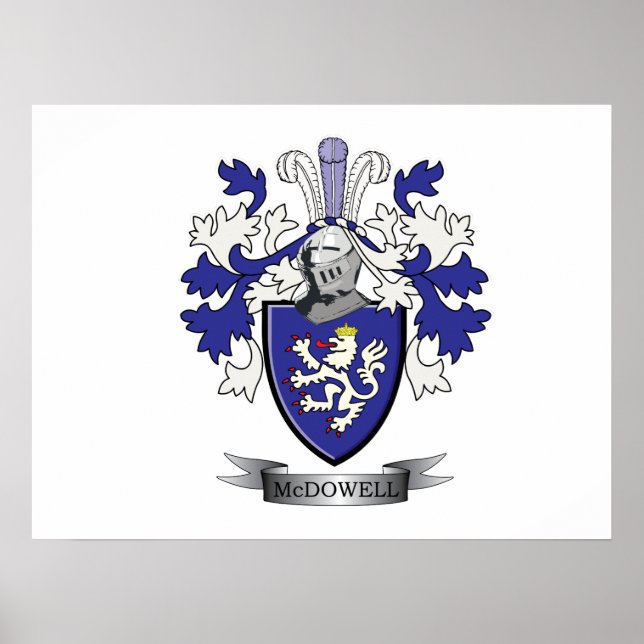 McDowell Family Crest Coat of Arms Poster (Front)