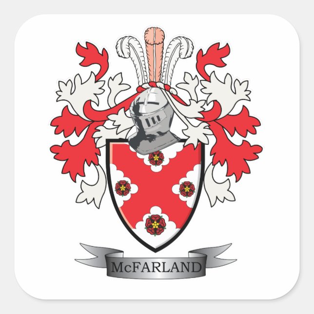 McFarland Family Crest Coat of Arms Square Sticker (Front)