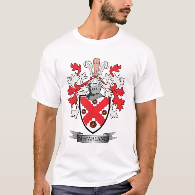 McFarland Family Crest Coat of Arms T-Shirt (Front)