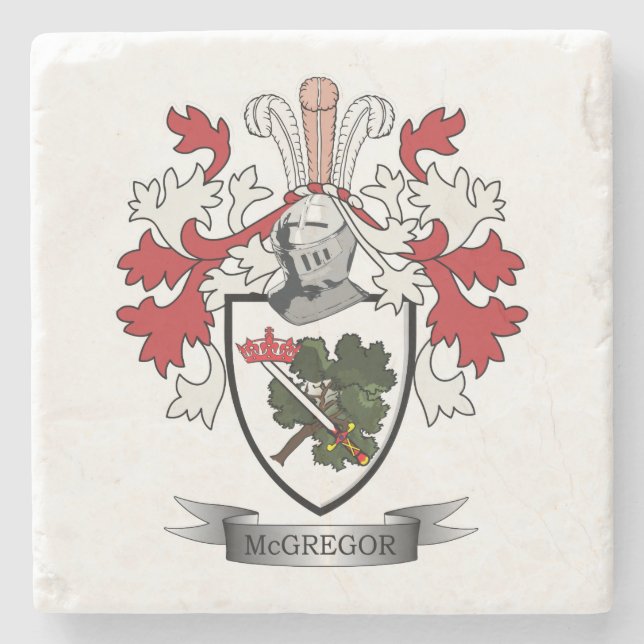 McGregor Family Crest Coat of Arms Stone Coaster (Front)
