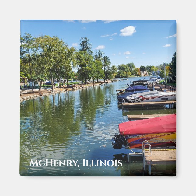 McHenry, Illinois River Walkway on the Fox River  Magnet (Front)