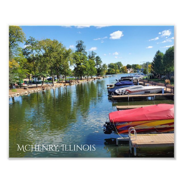 McHenry, Illinois River Walkway on the Fox River  Photo Print (Front)