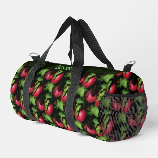 McIntosh Apples Nature Pattern Personalised Duffle Bag (Right Corner)