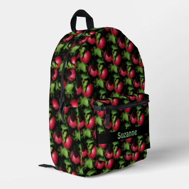 McIntosh Apples Nature Pattern Personalised Printed Backpack (Back Corner Left)