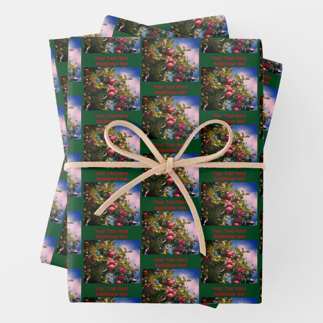 McIntosh Apples On Tree Nature Personalised Wrapping Paper Sheet (In situ)