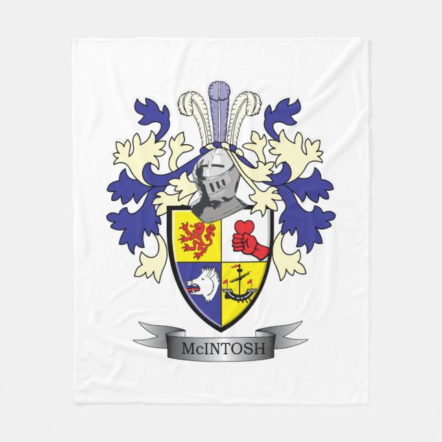 McIntosh Family Crest Coat of Arms Fleece Blanket (Front)
