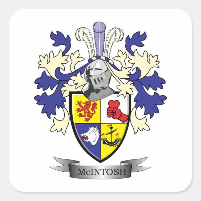 McIntosh Family Crest Coat of Arms Square Sticker (Front)