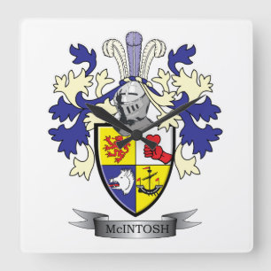 McIntosh Family Crest Coat of Arms Square Wall Clock