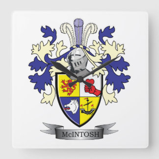 McIntosh Family Crest Coat of Arms Square Wall Clock