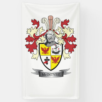 McIntyre Family Crest Coat of Arms Banner