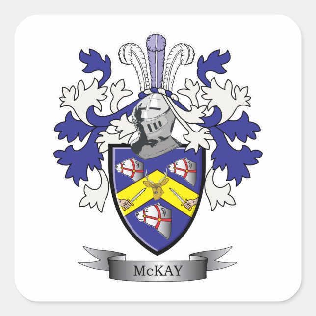 McKay Family Crest Coat of Arms Square Sticker (Front)
