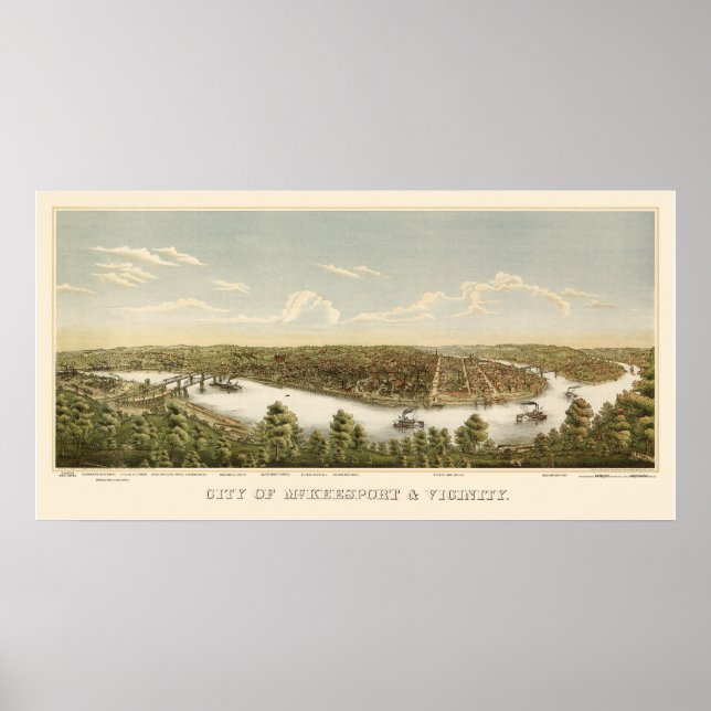McKeesport, PA Panoramic Map - 1894 Poster (Front)