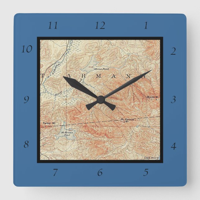 McKenzie and Moose Ponds, McKenzie Mountain Detail Square Wall Clock (Front)
