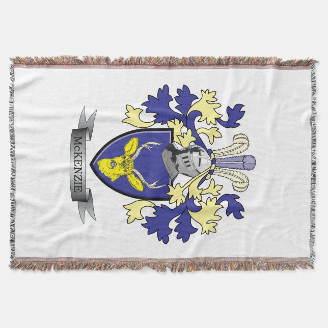 McKenzie Family Crest Coat of Arms Throw Blanket (Front)