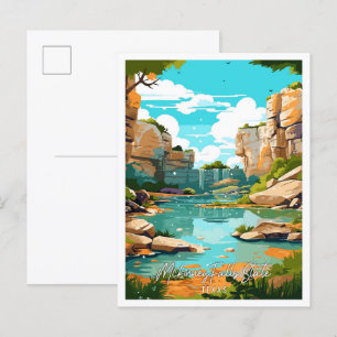 Mckinney Falls State vintage travel illustration Postcard