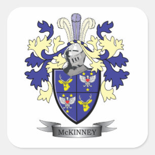 McKinney Family Crest Coat of Arms Square Sticker