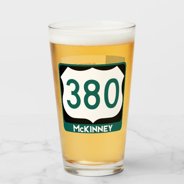 McKinney, Texas, & US 380, Pint Glass (Front Filled)