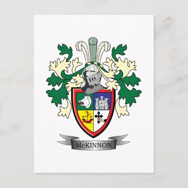 McKinnon Family Crest Coat of Arms Postcard (Front)