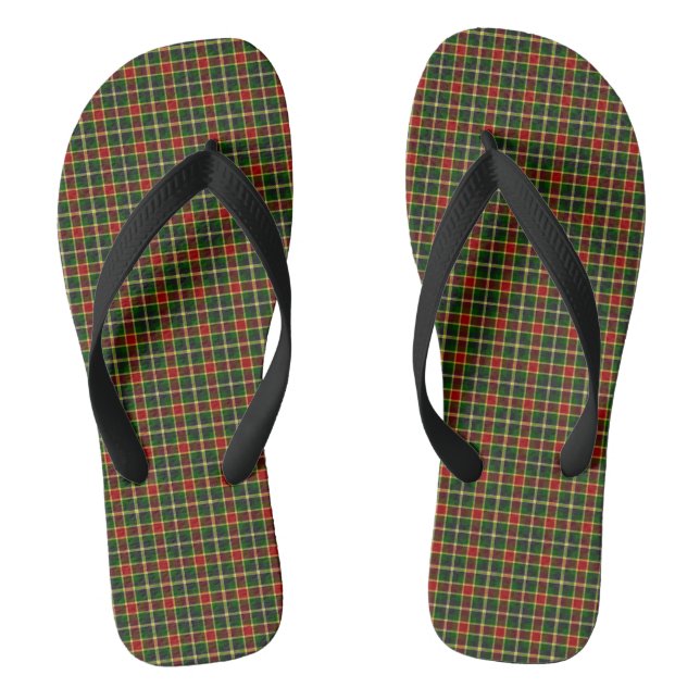 McLachlin Hunting Tartan Plaid Pattern Flip Flops (Footbed)