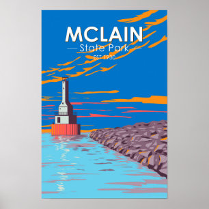 McLain State Park Michigan Vintage Poster