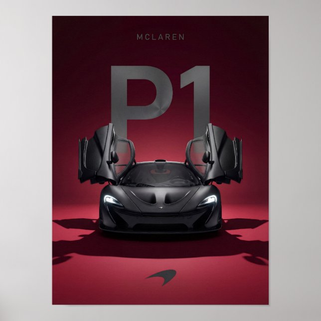 McLaren P1 Hypercar Poster - Black Supercar  (Front)