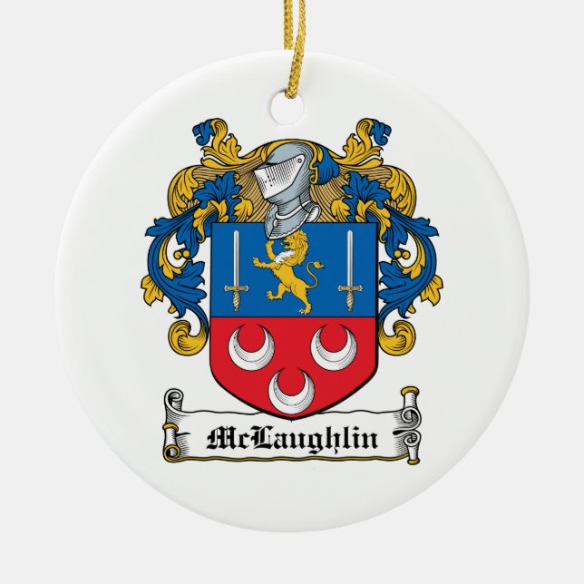 McLaughlin Family Crest Ceramic Tree Decoration (Front)