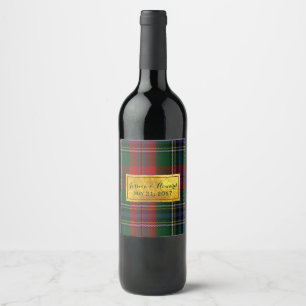 McLean Tartan Plaid Wedding Wine Label