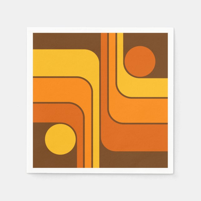 MCM 1970s Retro Style Geometric Design Napkin (Front)