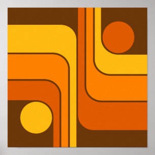 MCM 1970s Retro Style Geometric Design Poster