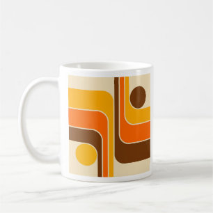 MCM 1970s Retro Style Geometric Striped Design Coffee Mug