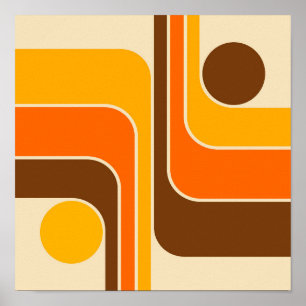 MCM 1970s Retro Style Geometric Striped Design Poster