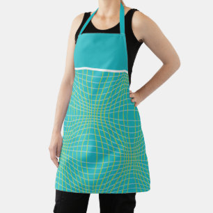 MCM Aqua Blue Mid-Century Modern Circle Pattern Apron